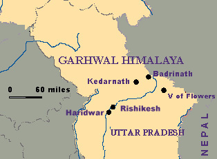 Garhwal Himalaya Map